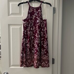 Floral Burgundy Sleeveless Dress